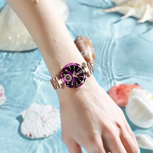 Montre-femme-Eternity-strass-verre-à- quartz-mauve